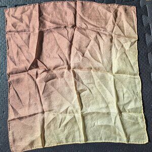 vintage brown yellow ombre silk scarf 70s hand rolled hem 15.75" x 17"